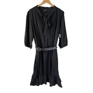 CITY CHIC New Plus Size Womens Precious Tie Tunic Mini Dress Black M 18 Boho LBD